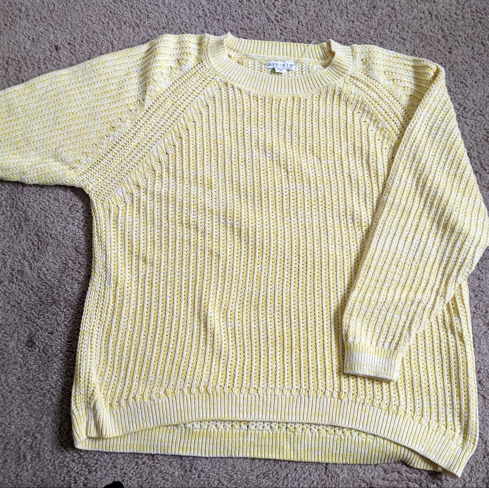 Butter Yellow Knit Pull Over Sweater Ava&Viv